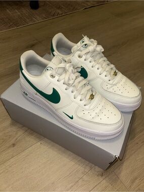 Nike Air Force 1 Low — White with Green Swoosh